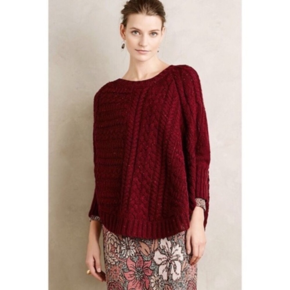 {ANTHROPOLOGIE} ANGEL OF THE NORTH CABLE KNIT